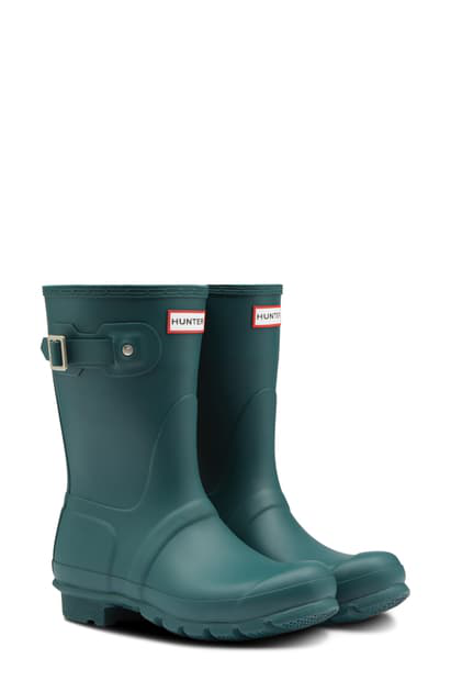 hunter green short rain boots