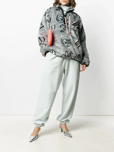 Shop Aries Faux-fur Graphic-print Sweatshirt In Grey