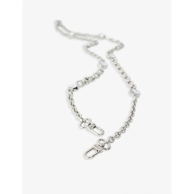 Shop Maje Diamanté-embellished Silver-toned Chain Shoulder Strap In Palladium