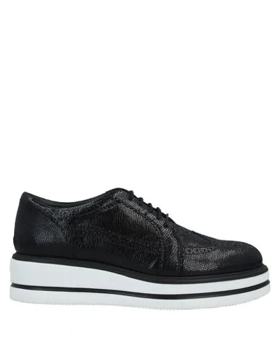 Hogan Lace-up Shoes In Black