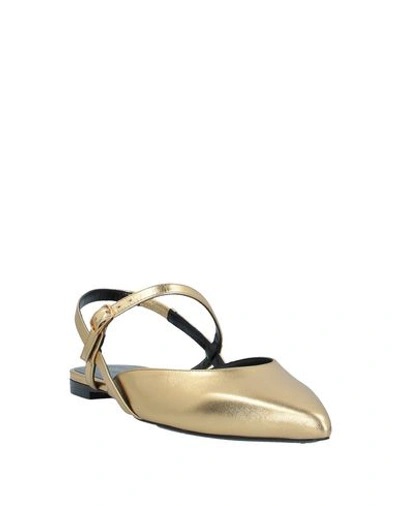 Shop Celine Ballet Flats In Gold