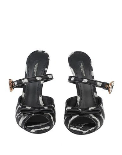 Dolce & Gabbana Jewel-buckle Zebra-print Jacquard Mules In Black
