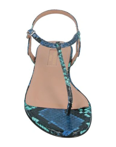 Shop Aquazzura Toe Strap Sandals In Turquoise