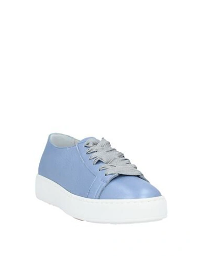 Shop Santoni Woman Sneakers Sky Blue Size 6 Soft Leather