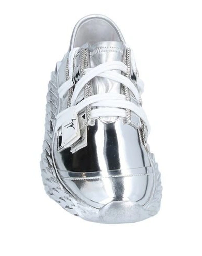 Shop Giuseppe Zanotti Woman Sneakers Silver Size 8 Soft Leather, Textile Fibers