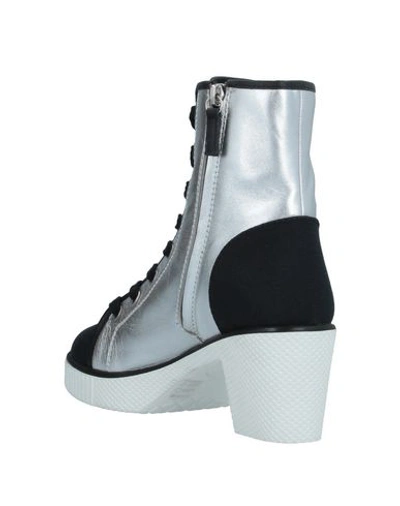 Shop Giuseppe Zanotti Woman Ankle Boots Silver Size 6 Soft Leather, Textile Fibers