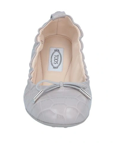 Shop Tod's Woman Ballet Flats Grey Size 6.5 Soft Leather