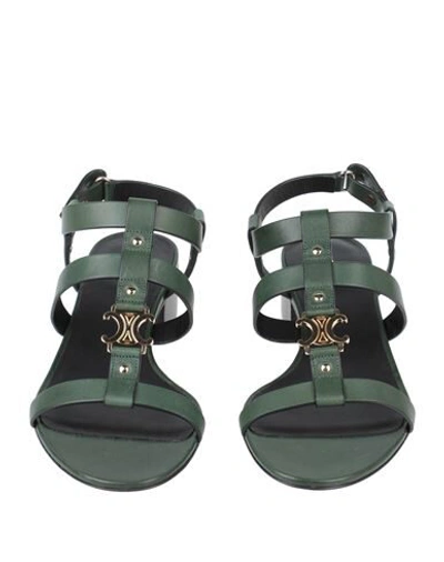 Shop Celine Sandals In Dark Green