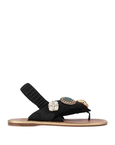 Shop Miu Miu Toe Strap Sandals In Black