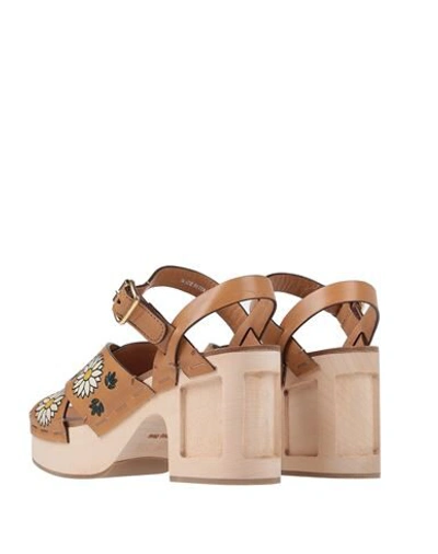 Shop Miu Miu Woman Sandals Camel Size 9 Soft Leather In Beige