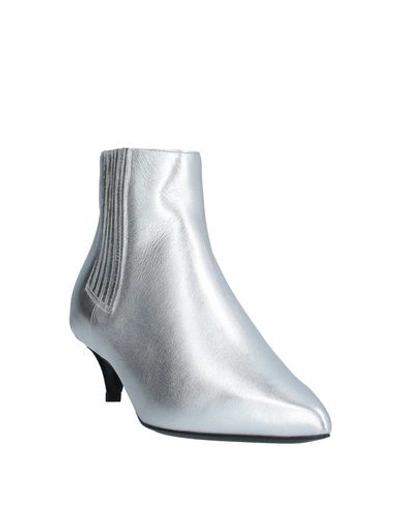 Shop Celine Ankle Boots In Silver