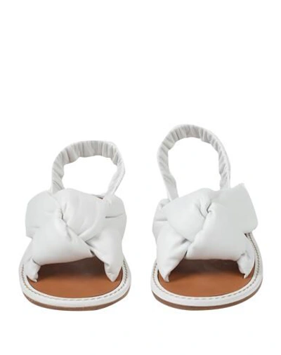 Shop Miu Miu Woman Sandals White Size 7.5 Soft Leather