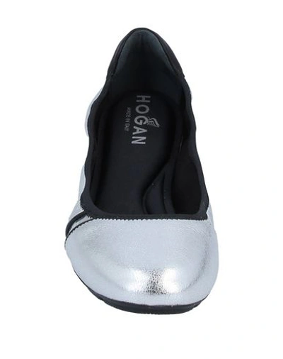 Shop Hogan Woman Ballet Flats Silver Size 6 Soft Leather, Rubber