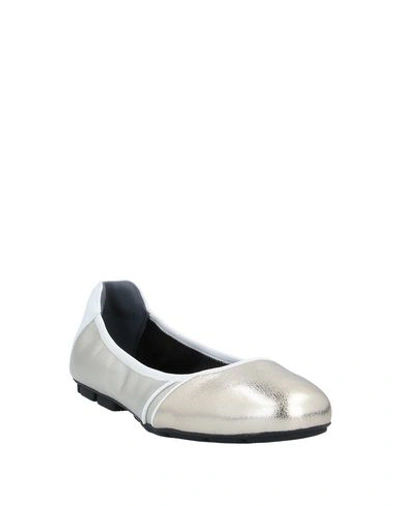 Shop Hogan Woman Ballet Flats Platinum Size 8 Textile Fibers In Grey