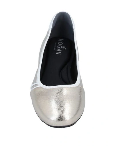 Shop Hogan Woman Ballet Flats Platinum Size 8 Textile Fibers In Grey
