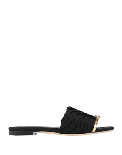 Shop Marco De Vincenzo Woman Sandals Black Size 6 Textile Fibers, Soft Leather