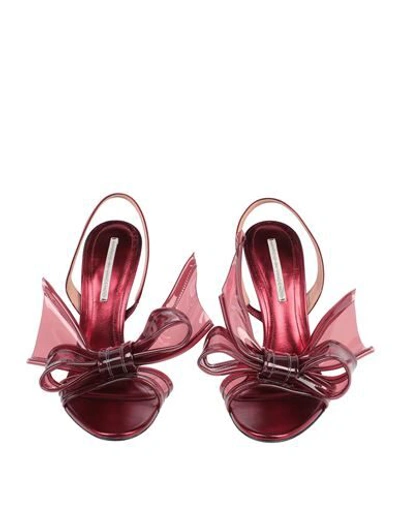 Shop Marco De Vincenzo Woman Sandals Burgundy Size 6 Soft Leather, Pvc - Polyvinyl Chloride In Red