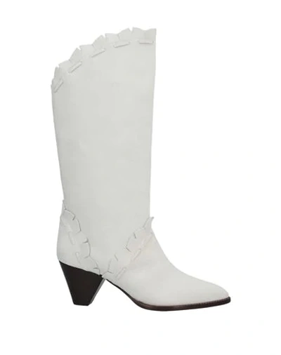 Isabel Marant Leesta Low Heels Ankle Boots In White Suede In White