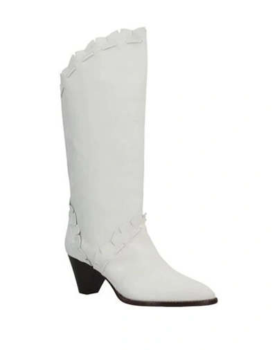 Isabel Marant Leesta Low Heels Ankle Boots In White Suede In White