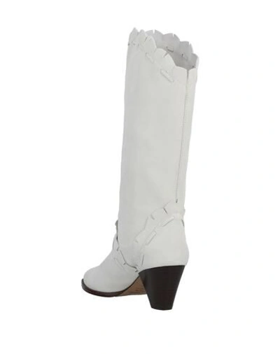 Isabel Marant Leesta Low Heels Ankle Boots In White Suede In White
