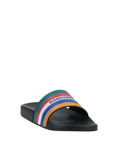 Dsquared2 Black & Multicolor Stripes Womens Rubber Slides In Black