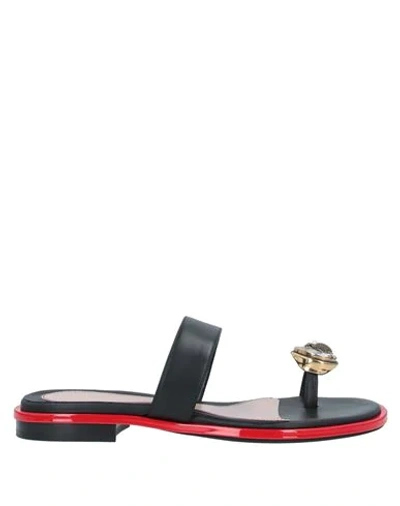 Shop Alexander Mcqueen Toe Strap Sandals In Black