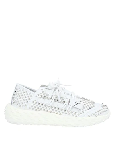 Shop Giuseppe Zanotti Man Sneakers White Size 8 Soft Leather, Textile Fibers