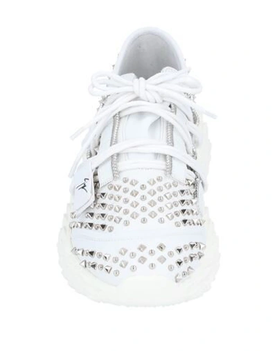 Shop Giuseppe Zanotti Man Sneakers White Size 8 Soft Leather, Textile Fibers