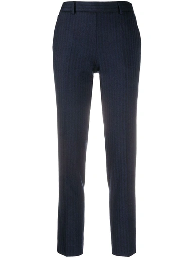 Shop Alberto Biani Pinstripe Cropped Trousers In Blue