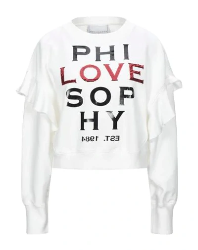 Shop Philosophy Di Lorenzo Serafini Woman Sweatshirt White Size L Cotton, Polyester