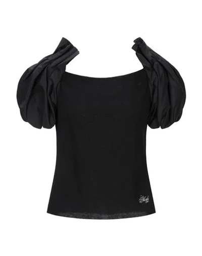 Shop Philosophy Di Lorenzo Serafini Woman T-shirt Black Size 6 Viscose, Polyamide