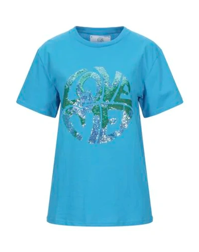 Shop Alberta Ferretti Woman T-shirt Azure Size M Organic Cotton In Blue