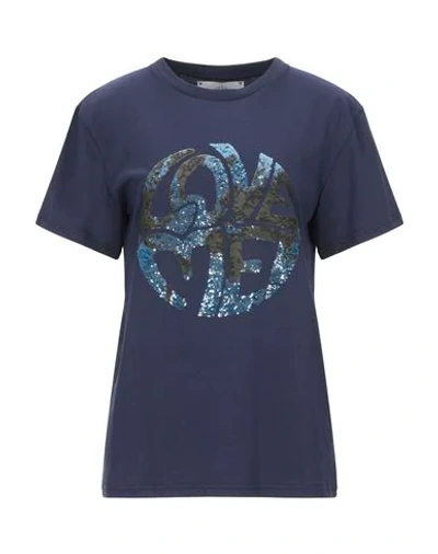 Shop Alberta Ferretti Woman T-shirt Midnight Blue Size S Organic Cotton