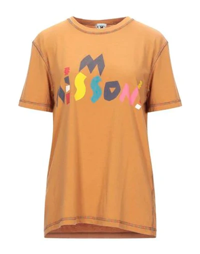 Shop M Missoni Woman T-shirt Camel Size M Cotton