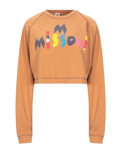 Shop M Missoni Sweatshirts In Camel