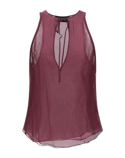 Shop Dsquared2 Woman Top Burgundy Size 6 Silk, Acetate, Polyamide In Red