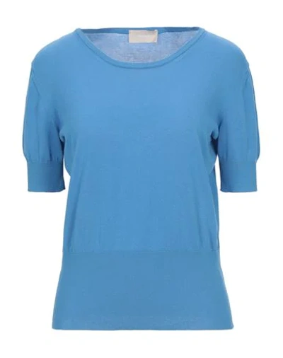 Shop Drumohr Woman Sweater Azure Size L Cotton In Blue