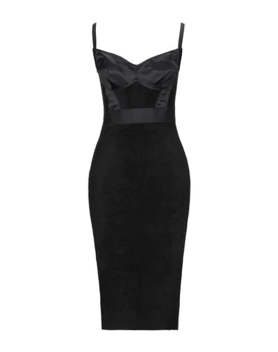 Shop Elisabetta Franchi Woman Midi Dress Black Size 6 Virgin Wool, Viscose, Polyamide, Acetate, Elastane