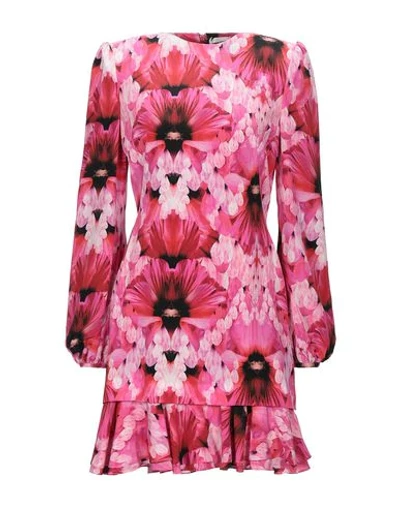 Shop Alexander Mcqueen Woman Mini Dress Fuchsia Size 8 Silk In Pink