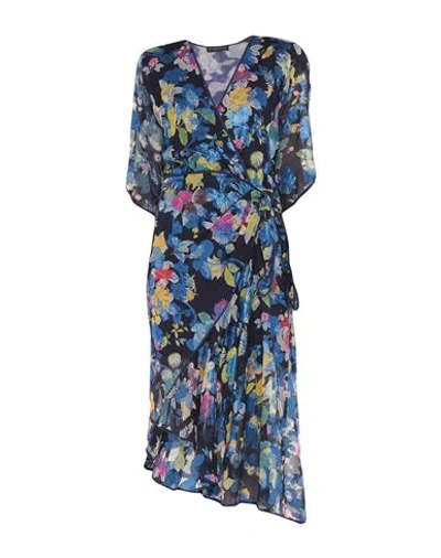 Shop Etro Woman Midi Dress Midnight Blue Size 4 Silk, Polyester, Metallic Fiber
