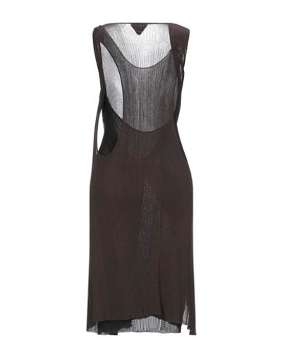 Shop Bottega Veneta Woman Midi Dress Dark Brown Size 8 Cotton, Silk
