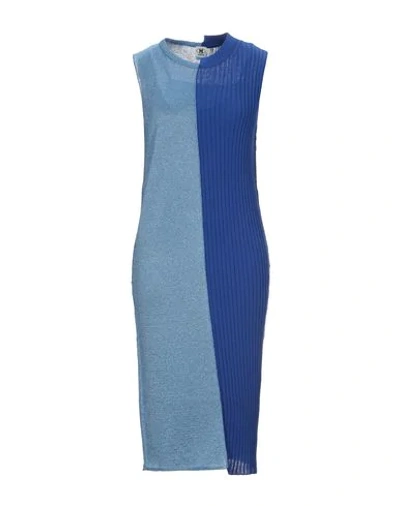 Shop M Missoni Woman Midi Dress Blue Size 8 Cotton, Viscose, Polyester, Polyamide