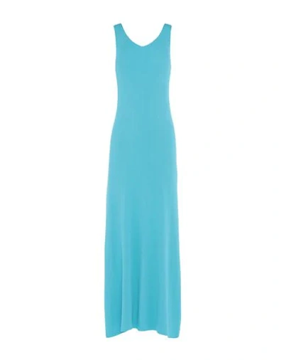 Shop Issey Miyake Long Dress In Turquoise