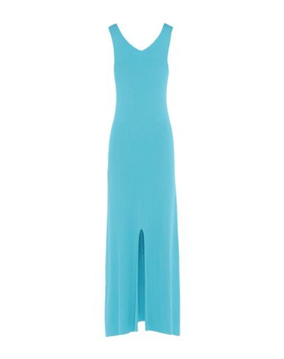 Shop Issey Miyake Long Dress In Turquoise