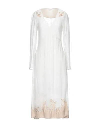Shop Patrizia Pepe Woman Midi Dress White Size 8 Viscose, Polyester