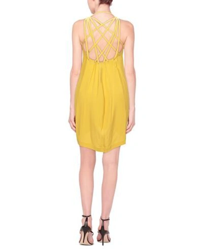Shop Rick Owens Woman Mini Dress Ocher Size 6 Acetate, Silk, Cotton In Yellow