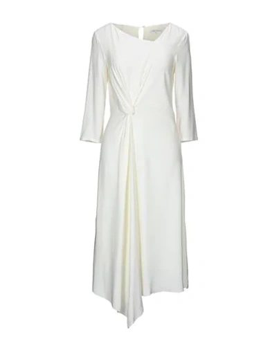 Shop Patrizia Pepe Woman Midi Dress Ivory Size 4 Viscose, Elastane In White