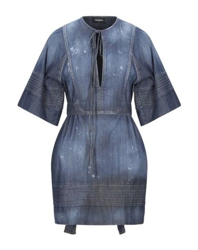 Shop Dsquared2 Woman Mini Dress Blue Size 2 Cotton, Elastane