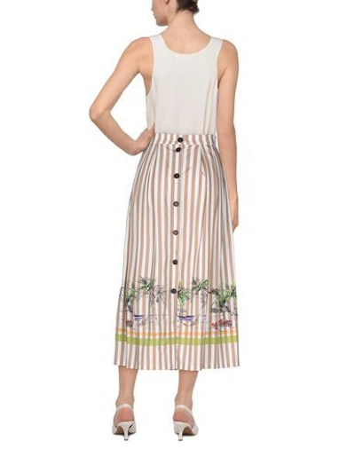 Shop Erika Cavallini Woman Midi Skirt Camel Size 6 Cotton In Beige