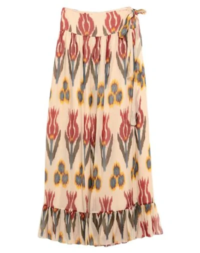 Shop Red Valentino Woman Midi Skirt Beige Size 8 Silk